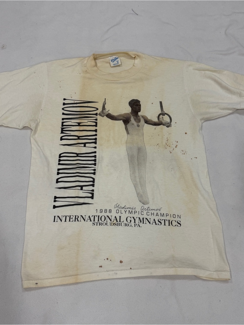 VTG Olympic champion Vladimir Artemov 1988 International Gymnastics T Shirt Med.